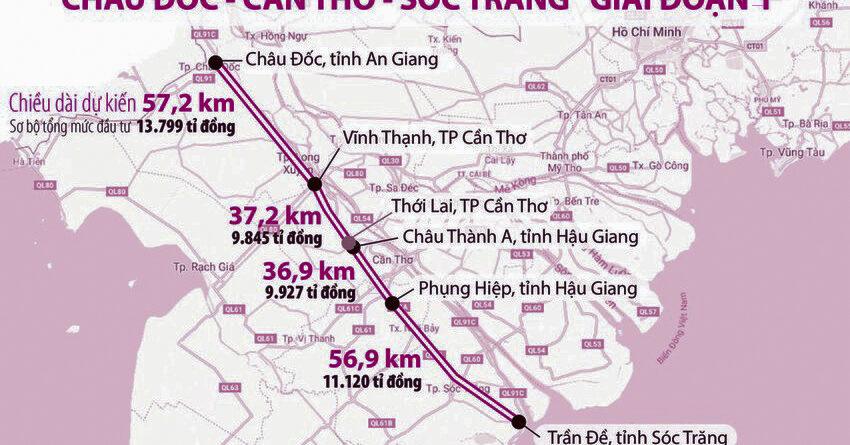 dự án cao tốc Cao tốc Châu Đốc - Cần Thơ - Sóc Trăng